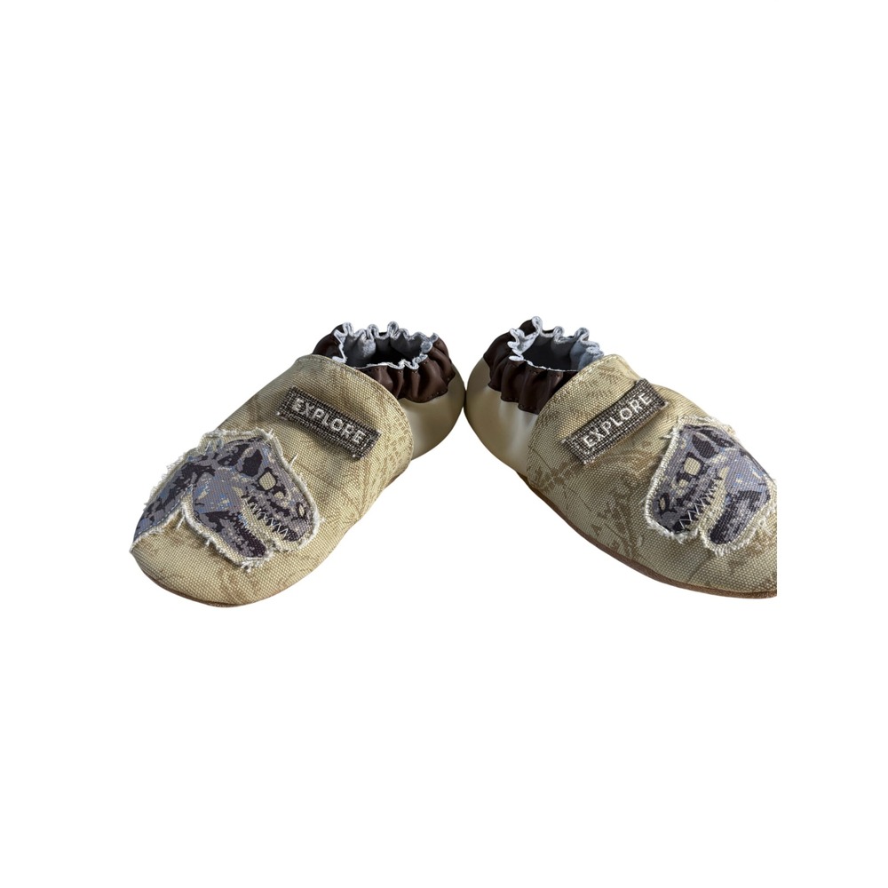 Robeez Boys Organic Dig Cream Dinosaur Soft Sole Shoes Toddler Size 3-4 Yr w/box - Picture 7 of 10